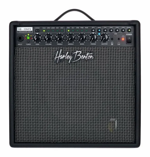 Harley Benton HB-20MFX, logo e finiture del pannello frontale