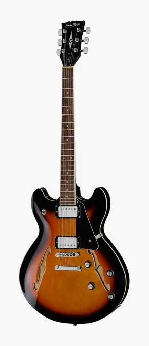 Harley Benton HB-35 VB Vintage Series inquadrato di fronte su sfondo neutro