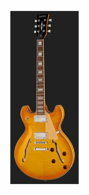 Harley Benton HB-35Plus Lemon, corpo e verniciatura in primo piano