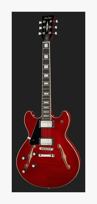 Harley Benton HB-35Plus LH Cherry w/Bag, manico e tastiera visti di lato