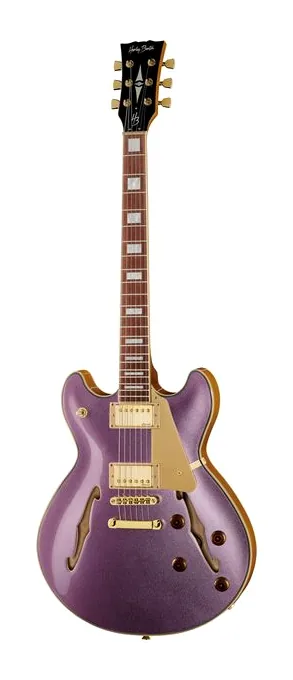 Harley Benton HB-35Plus Metallic Plum in primo piano frontale