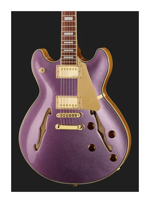 Harley Benton HB-35Plus Metallic Plum w/Bag, manico e tastiera visti di lato