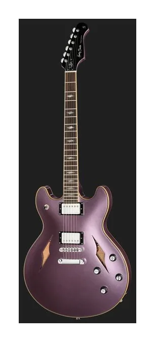 Harley Benton HB-35TL Tesla Burgundy, corpo e verniciatura in primo piano