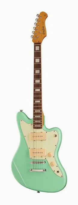 Harley Benton JA-60CC Seafoam Green in primo piano frontale