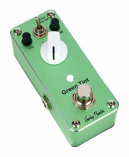 Harley Benton MiniStomp Green Tint, led e interruttore a pedale
