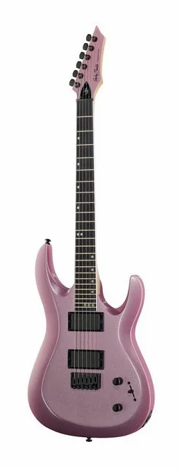 Harley Benton R-446 Plum Metallic inquadrato di fronte su sfondo neutro