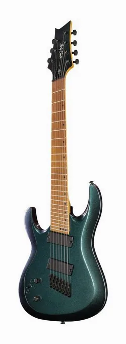 Harley Benton R-457FFB LH Roasted Multiscale inquadrato di fronte su sfondo neutro