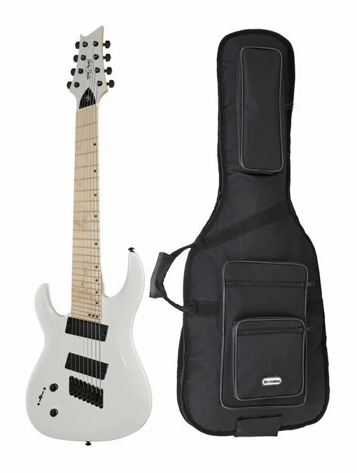 Harley Benton R-458MN LH WH MS w/Bag in primo piano frontale