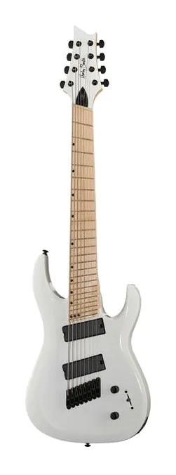 Harley Benton R-458MN WH MultiScale inquadrato di fronte su sfondo neutro