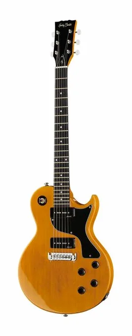 Harley Benton SC-Special TV Yellow inquadrato di fronte su sfondo neutro