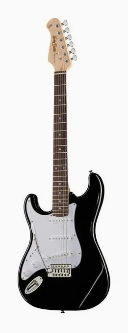 Harley Benton ST-20LH BK Standard Series in primo piano frontale
