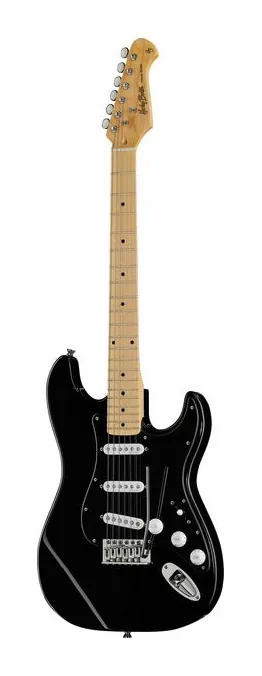 Harley Benton ST-57DG Black Tribute in primo piano frontale