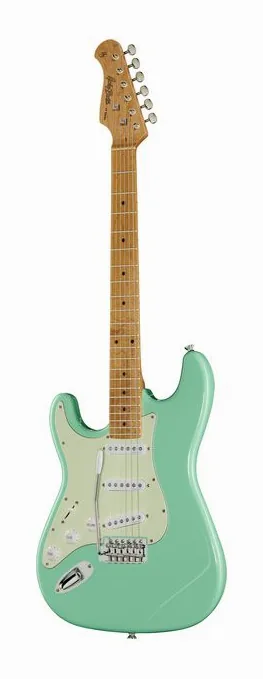 Harley Benton ST-62CC MN LH Seafoam Green fotografato frontalmente