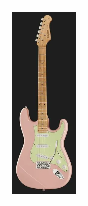 Harley Benton ST-62CC MN Shell Pink, paletta con meccaniche e logo