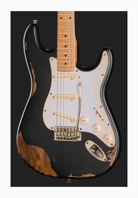 Harley Benton ST-62HA MN BK, corpo e verniciatura in primo piano