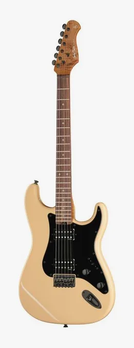 Harley Benton ST-Modern Plus HH DS inquadrato di fronte su sfondo neutro