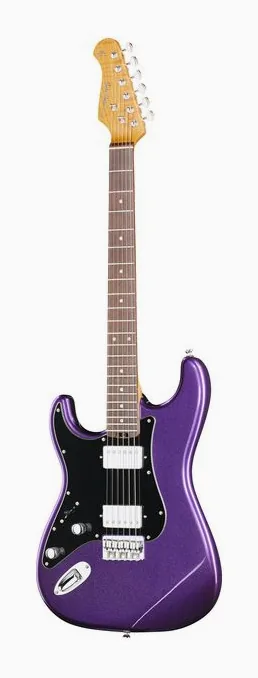 Harley Benton ST-Modern Plus HH LH PM inquadrato di fronte su sfondo neutro