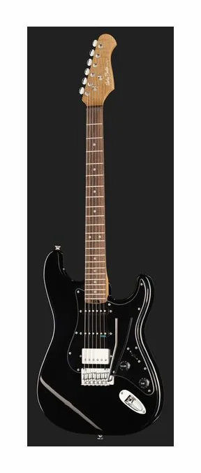 Harley Benton ST-Modern Plus HSS BK, paletta con meccaniche e logo