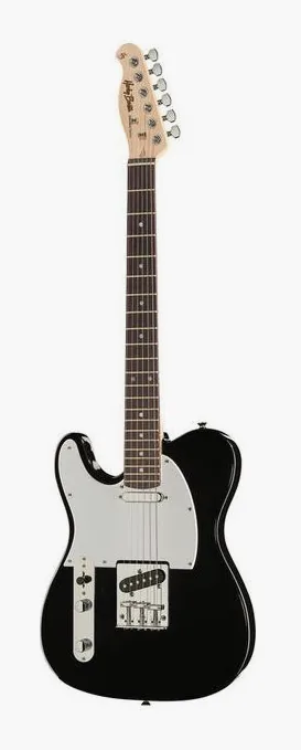 Harley Benton TE-20 BK LH Standard Series inquadrato di fronte su sfondo neutro