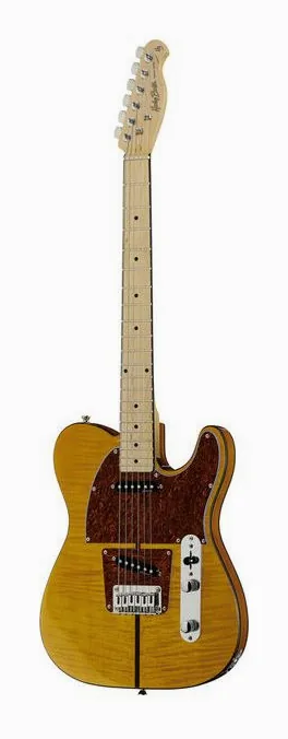 Harley Benton TE-80 NT Deluxe Series inquadrato di fronte su sfondo neutro