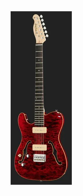 Harley Benton TE-90QM LH Trans Red, vista posteriore del corpo