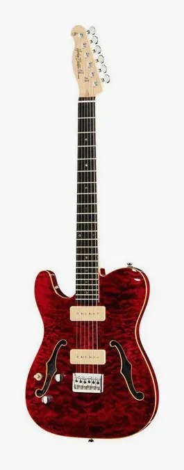 Harley Benton TE-90QM LH Trans Red visto di fronte