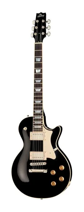 Heritage Guitar H-150 Ebony inquadrato di fronte su sfondo neutro