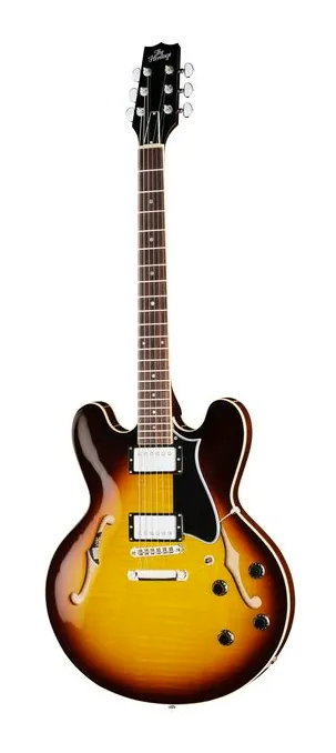 Heritage Guitar H-535 OSB inquadrato di fronte su sfondo neutro
