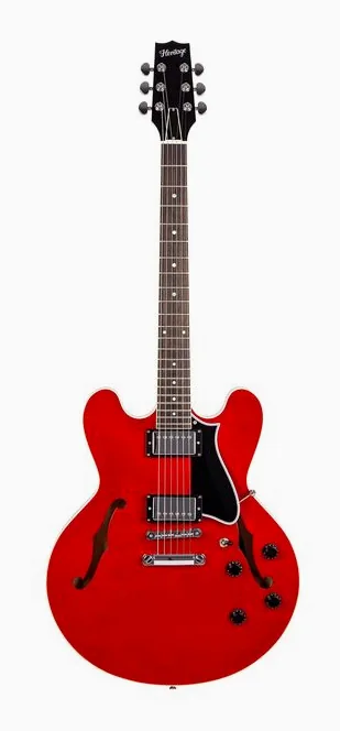 Heritage Guitar Standard II H-535 Trans Cherry inquadrato di fronte su sfondo neutro