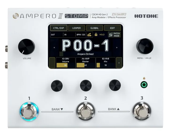 Hotone Ampero II Stomp, manopole viste dall'alto
