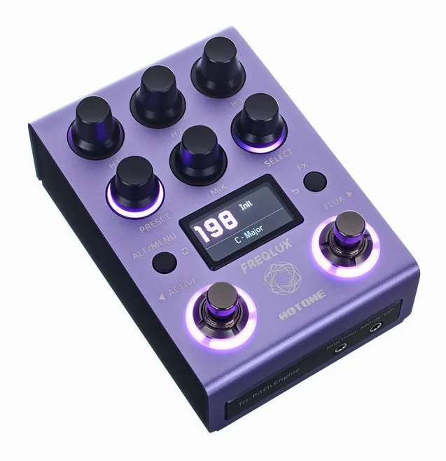 Hotone NP-200 Freqlux TriPitch Engine, footswitch in primo piano