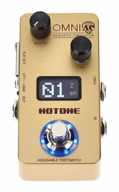 Hotone Omni AC Acoustic Simulator, led e interruttore a pedale