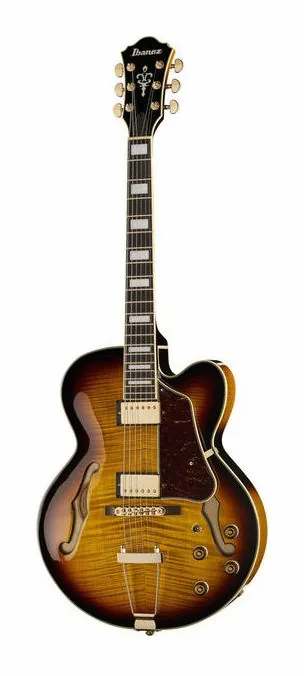 Ibanez AF95FM-AYS inquadrato di fronte su sfondo neutro