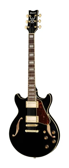 Ibanez AM73G-BK inquadrato di fronte su sfondo neutro