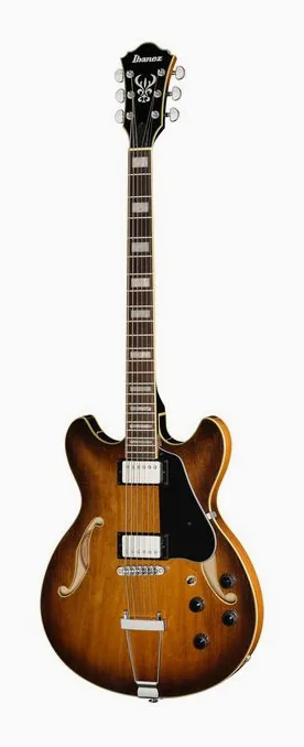 Ibanez AS7328-TBC inquadrato di fronte su sfondo neutro