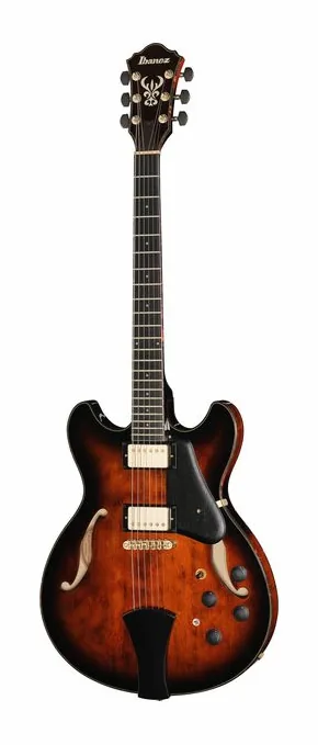 Ibanez ASH300-TBC inquadrato di fronte su sfondo neutro
