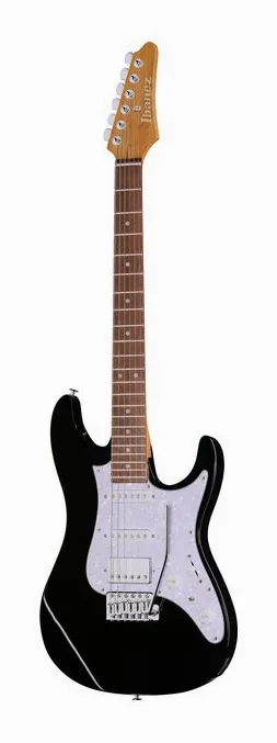Ibanez AZ22S2-BK inquadrato di fronte su sfondo neutro