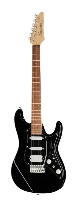 Ibanez AZES40B-BK inquadrato di fronte su sfondo neutro