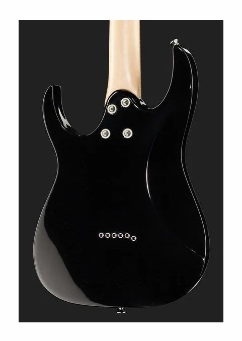 Ibanez GRGM21-BKN E-Guitar Mic, manico e tastiera visti di lato