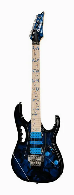 Ibanez JEM77P-BFP inquadrato di fronte su sfondo neutro