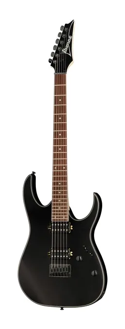 Ibanez RG421EX-BKF inquadrato di fronte su sfondo neutro