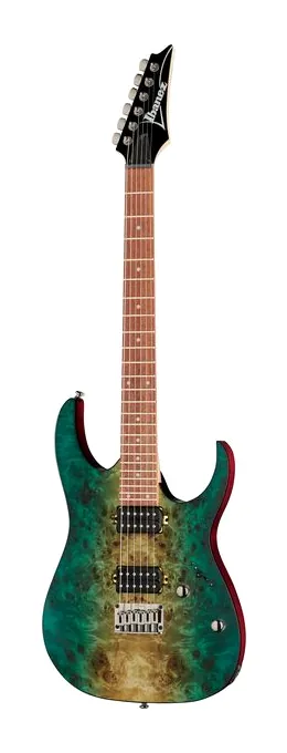 Ibanez RG421PB-CHF inquadrato di fronte su sfondo neutro