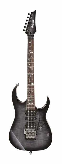 Ibanez RG8570-BRE inquadrato di fronte su sfondo neutro