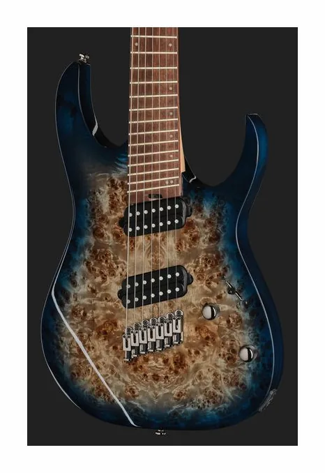 Ibanez RGMS7PB-CBS, curve del body viste dall'alto