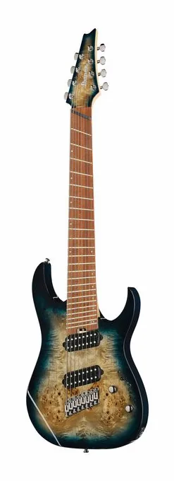 Ibanez RGMS8PB-CBS inquadrato di fronte su sfondo neutro