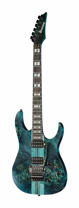 Ibanez RGT1220PBKCOL inquadrato di fronte su sfondo neutro