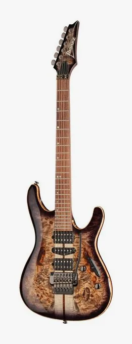 Ibanez S1070PBZ-CKB inquadrato di fronte su sfondo neutro