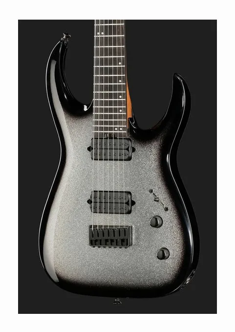 Jackson Pro MM Jugg HT 7 SLVR BLK BRST, corpo e verniciatura in primo piano