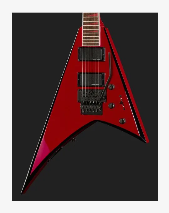 Jackson RRX24 Red wBlack Bevels, manico e tastiera visti di lato