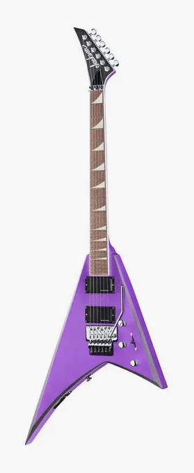 Jackson X Series Rhoads RRX24 PRPL inquadrato di fronte su sfondo neutro